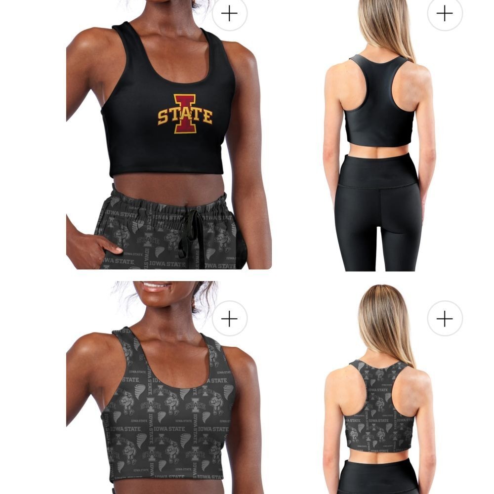 IOWA STATE CYCLONES Certo Collective Reversible Sports Bra Black‎ Size Large NWT